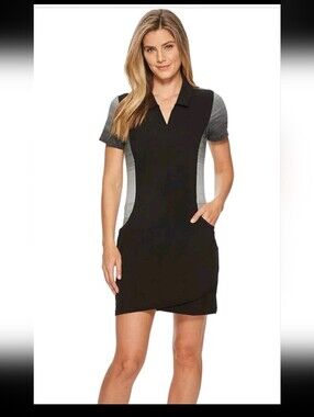 Adidas Womens Rangewear Golf Dress Size Medium Black Gray Color Sporty Collar EC